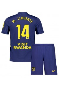 Atletico Madrid Marcos Llorente #14 Jalkapallovaatteet Lasten Vieraspeliasu 2025-26 Lyhythihainen (+ Lyhyet housut)